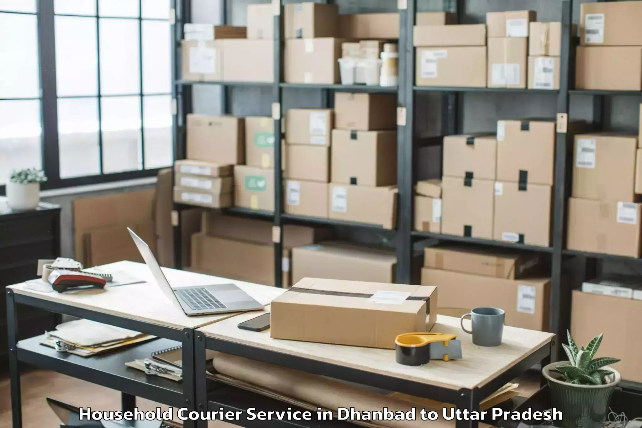 Easy Dhanbad to Unnao Household Courier Booking